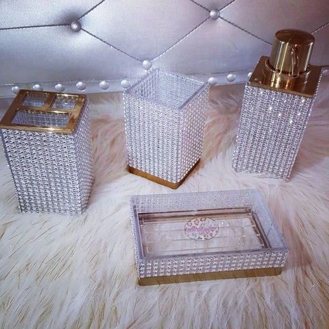 Custom bling mesh bathroom set