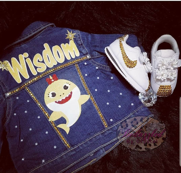 Custom Denim Jacket w/partial design sneakers